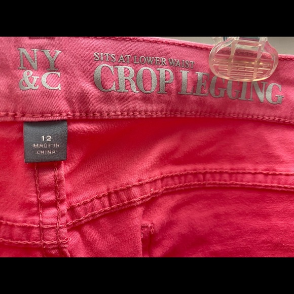 NY&Co Pink Crop Legging, Sz 12 - Picture 7 of 16